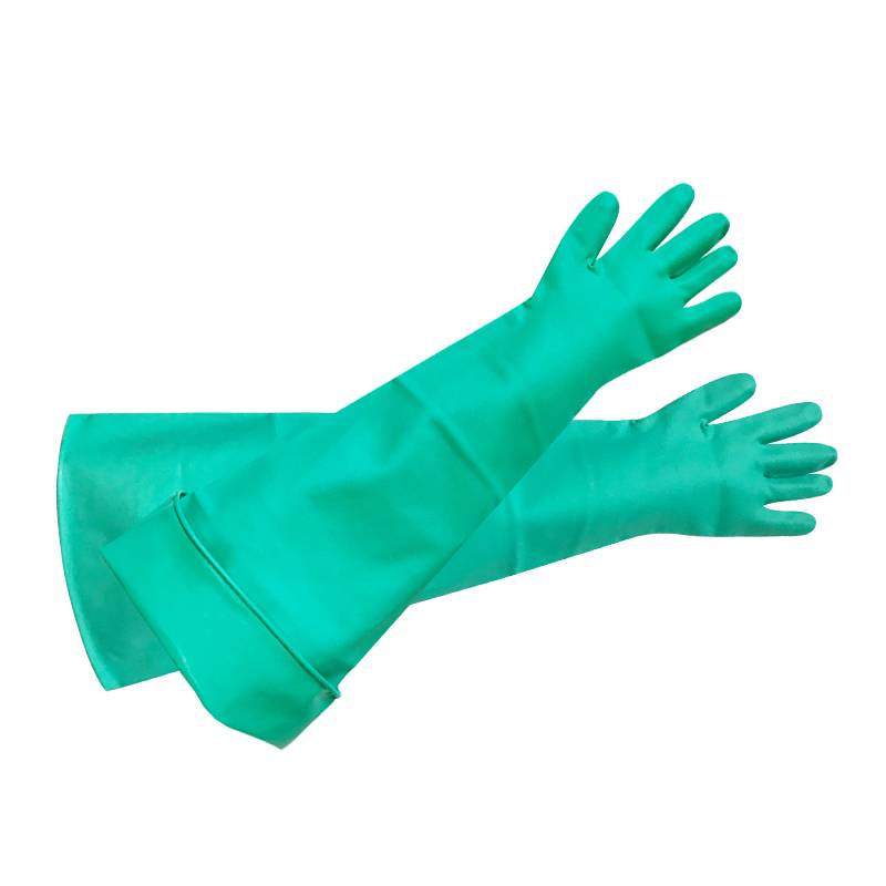 Competitive Green Extra Long Nitrile Rubber Gloves For Dry Box,Isolator